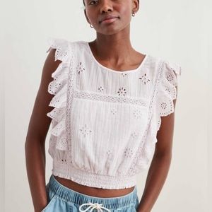 NWOT aerie eyelet cropped shirt
